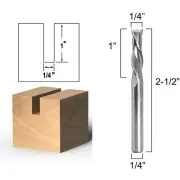 1/4" Dia. Downcut Spiral 2 Flute Carbide CNC End Mill Router Bit - 1/4" Shank