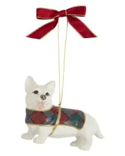 Spode Christmas Tree Tartan Corgi Ornament