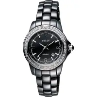 在飛比找Yahoo奇摩購物中心優惠-Diadem 黛亞登 菱格紋晶鑽陶瓷腕錶-黑/35mm