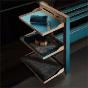 B Series Slide Out Wardrobe Storage Baskets - 3-Tier - Right Side Mount - Teal Finish