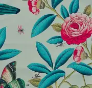 MANUEL CANOVAS Serendip Turquoise Pink Floral Cotton Remnant New