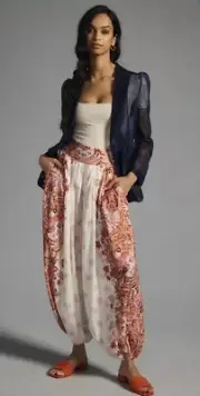 Anthropologie Pants Women Pleated Balloon Pink Multicolored Floral Boho Sz 6 NWT