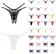 [Qiyifuwang] Lace Panties for Women Soft Stretch Hipster Low Rise Hipster Sexy Soft Cheeky Panties Soft Stretch Lace Briefs Underwear A4-Red,One Size, A4-red, One Size