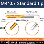 1PCS M4*0.7 Standard tip Titaniumplated tap stainless steelwith cobalt helix