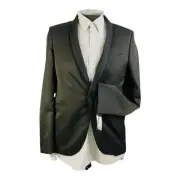 NWT Joseph Abboud Black Wool Ctn Silk Single Button Double Vent Tuxedo Blazer 38