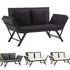 Outdoor Garden Bench with Cushions Seat Patio Lounge Chair Poly Rattan Day Bed