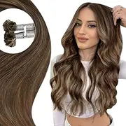Full Shine 18" Remy U Tip Hair Extensions Color #3/27 Honey Blonde Highlighted 1g per Strand 50 Gram Per Package Tip Fusion Human Hair Extensions Prebonded Extensions Human Straight Hair U Tip Keratin