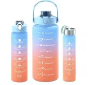 Gradient color water bottle set of 3, each with a capacity of 64oz/32oz/16oz.