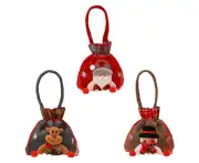 4Pack Christmas Bags Xmas Gift Drawstring Bag For Candy Apple Bags Santa Snowman Elk Bear Xmas Decor,Flannel Apple Bag