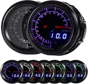 7 Color Air/Fuel Ratio AFR Gauge Kit Narrowband Pointer & LED Digital Readouts 2-1/16" 52mm Black Dial for Car Truck