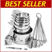 Stackable 15-Piece Measuring Cups & Spoons Set - Rust-proof Kitchen Essential