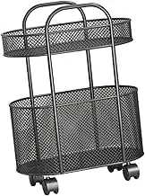 2 Tier Rolling Cart Storage Cart Multifunctional Convenient Mobile Book Storage Cart Utility Cart for Library Bathroom Home