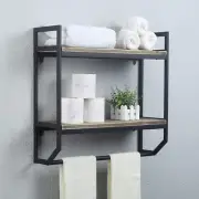 2-Tier Metal Industrial 23.6" Bathroom Shelves Wall Mounted,Rustic Wall Shelf ov