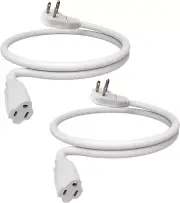 Flat Plug Extension Cord, 3 Prong Grounded, White Low Profile, 16 AWG, Cable