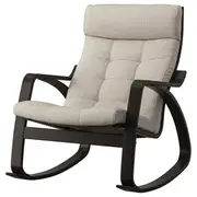 POÄNG rocking-chair, black-brown/Gunnared beige