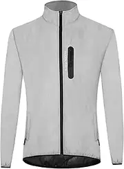 Oimzzr High Visibility Reflective Jacket Coat Windproof Night Sports Running Cycling Jacket