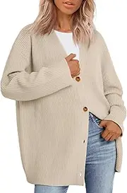 [LILLUSORY] Women Oversized Cardigan Sweater Fall Outfits Cloth Fashion V Neck Knit Button Front Casual Trendy Tops
