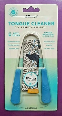 Dr.Tung's Tongue Cleaner Stainless Steel Adjustable w/Travel Pouch Hygienic New