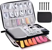 Electronics Organizer Travel Cable Organizer for USB Data Cable Earphone Wire Power Bank Phone,Black