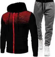 [Generic] Men's Spring Winter Solid Color Suit Long Sleeved Hooded Top And Trousers Suit Warm Hooded Sweatshirt Sport Pant Set Dark Suits