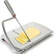Fxvhojq Cheese Slicer Cheese Cutter Board Stainless Steel Cheese Cutter Board Cheese Board with Wire Cutter for Block Cheese Cheese Slicer Board with Grid Scale Lines with Blade