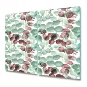 Glass Chopping Cutting Board Worktop Saver Eucalyptus Colourful Floral 2x30x52