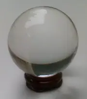 Clear Crystal Ball 50mm with Wooden Stand. Sphere Fortune Teller FREE POSTAGE
