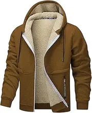 [Valtorixia] Men's Zip Up Sherpa Lined Hoodies Thick Fleece Heavyweight Jacket Fuzzy Windproof Winter Coats Sweatshirt Outwear