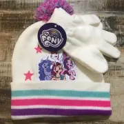 My Little Pony Kids White Knit Cap and Gloves set