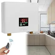 Tankless Water Heater, 110V 220V 3000W Mini Instant Hot Water Heater with LED Display for Shower Bathroom Kitchen Washing, Portable Water Heater,White-3000Wto110V
