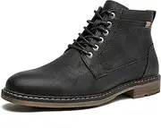 [CLOWSE] Men's Chukka Boots Casual Dress Boots Zipper Motorcycle Combat Boots Waterproof Ankle Boots Lace Up Fashion Leather Boots