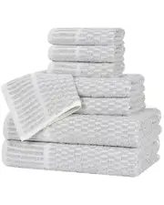 Superior Juno Medium Weight Checkered Border 8pc Towel Set