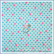 BonEful Fabric FQ Cotton Quilt White Flower VTG Blue Pink Polka Dot Print Calico