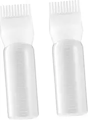 Healeved 2pcs Dye Liquid Medicine Bottles Spray Bottle Silver Hair Spray Dropper Shampoo Oil Comb Applicator Travel Bottles Perfume Pump Hair Oil Bottle Perm Liquid Medicine Bottles White