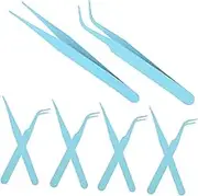 DOITOOL 10pcs Stainless Steel Tweezers Craft Tweezers Tools With Straight And Curved Tips For Scrapbooking Projects Cardmaking Beading Laboratory Work