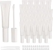 COSIDEA 50 pack Empty White 15ml Squeeze lip gloss tubes with wand 0.5oz soft lipgloss container chapstick containers empty tube