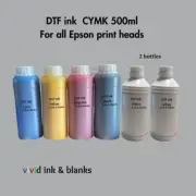 DTF ink for all Epson printheads desktop & commercial printers CYMKWW 500ml
