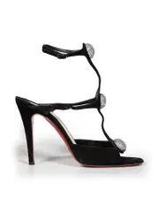 Black Crystal Strap Sandals