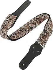 Kisangel Guitar Strap with Picks Embroidered Design Wide Electric Acoustic Guitar Strap for Comfort Quick Detachable Locks