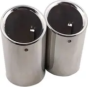 Stainless Steel Tail Throat Car Exhaust Muffler Tube Exhaust Tip Deafener Compatible For BMW X1 F48 2016 2017 2018 2019 Accessories 2pcs(Gold)
