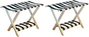 2 Pack Hotel Room Luggage Stand - Solid Wood Hotel Suitcase Rack, 2-Tier Luggage Rack with Shoe Rack, Foldable Bedroom Hanger, for Hotel Rooms/Bedrooms