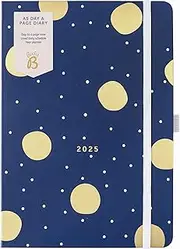 Busy B 2025 Diary Day-A-Page Planner for Students, Professionals & Teachers - A5 Navy Daily Planner with Gold Foil, Elastic Band & Ribbon Marker - Compact Organizer for Desk or Handbag (Jan-Dec)