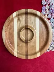 Handcrafted Large Wood Chip & Dip Serving Tray Bowl Various Woods