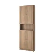 BILLY / OXBERG bookcase w doors/extension unit, oak effect, 80x30x237 cm