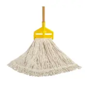 Janitorial Commercial Looped-End String Mop Yarn Tail-Band W/ Invader Mop Handle