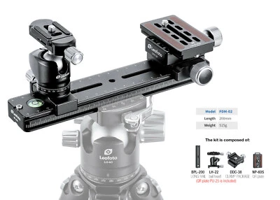 【USA Dealer】Leofoto FDM-02 Binocular Rangefinder Rail Kit | Length: 200mm
