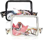 Silkfly 2 Pcs Clear Purse for Women Girls Clear Crossbody Bag Stadium Approved Transparent Shoulder Handbag with Adjustable Strap and Silky Scarf for Concerts Sports Events Festivals, Mainly Black and White