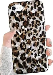 J.west iPod Touch 7th Generation Case, iPod Case 6th Gen iPod Touch 5 Case, Sparkle Translucent Clear Leopard Print Cheetah Design Soft TPU Silicone Case Cover for Girls Women Protective Case Bling