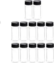EZONEDEAL 12Pcs Spice Jars with Black Cap, Spice Jars, Safe Clear Bottle Containers with Shaker Lids, Seasoning Storage Bottles For Spice Rack, Herbs, Seasoning Powders, Cabinet, Drawer(100ML)
