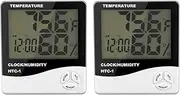 Mellisso 2X Digital LCD Room Electronic Temperature Humidity Meter Thermometer Hygrometer Weather Station Alarm Clock
